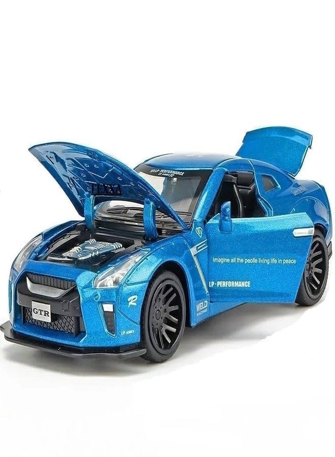 KING FORU Scale Exclusive Alloy Metal Pull Back Die-cast Car Model with Sound Light Mini Auto Toy for Kids Metal Model Toy Car with Sound and Light (1:32 Scale NISS-an GTR R35) - Image 1